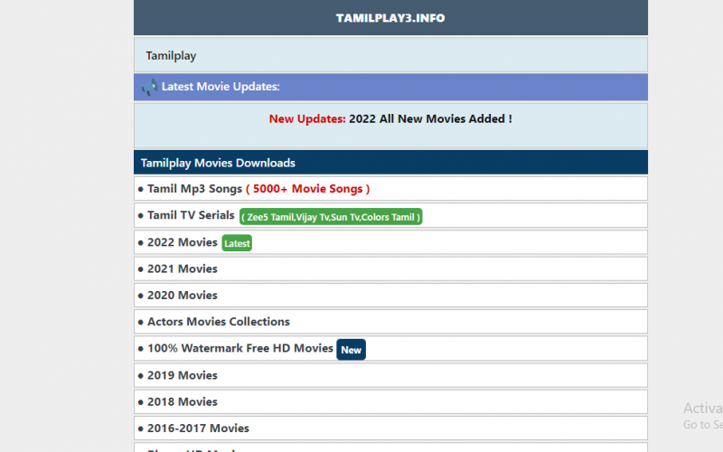 Tamilplay 2022 Tamil HD Movies Download